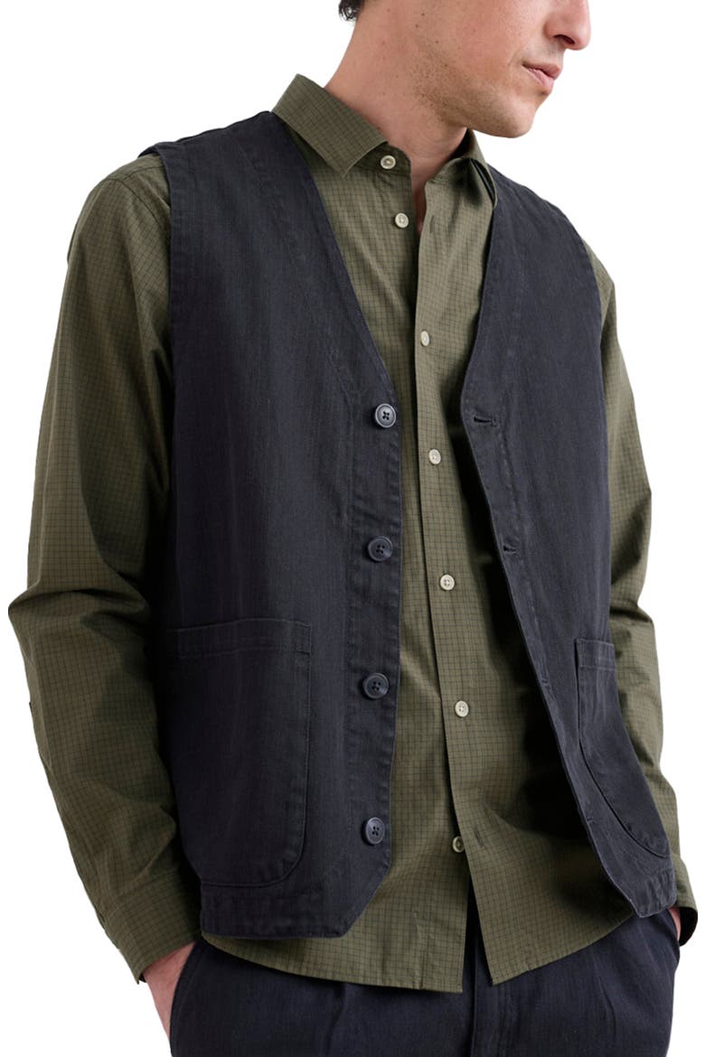 Tollgate Linen & Organic Cotton Waistcoat, Main, color, INKWELL
