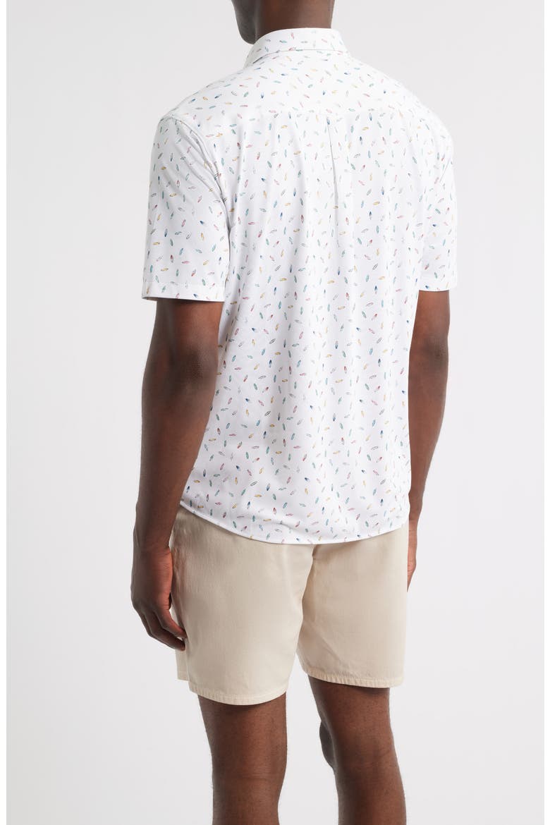 Shortboard Knit Short Sleeve Button-Up Shirt, Alternate, color, WHITE