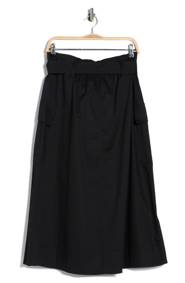 NVLT Tie Waist Cotton Cargo Skirt, Alternate, color, Black
