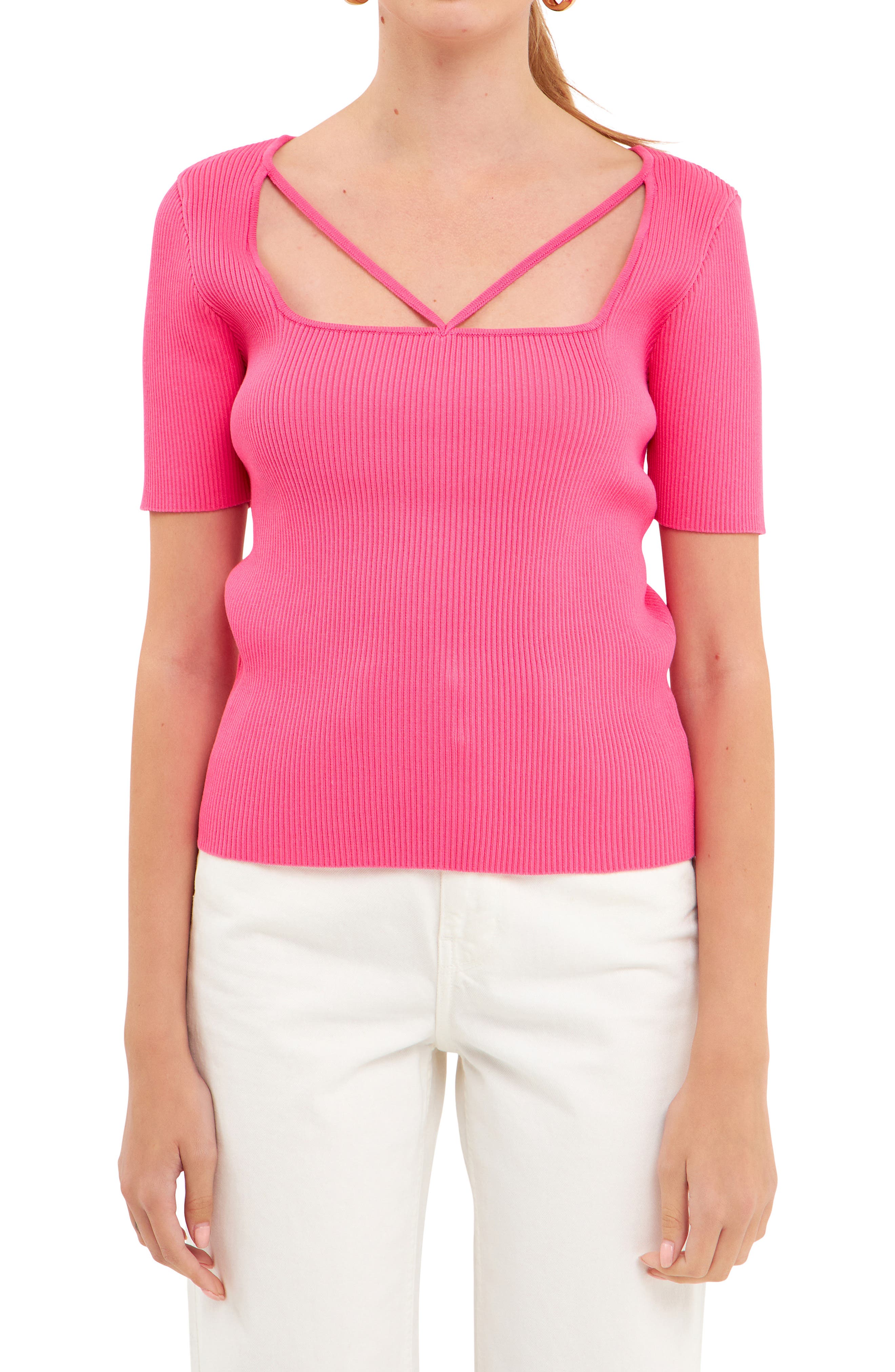 Grey Lab Rib Strappy Square Neck Top (Women) | Nordstromrack