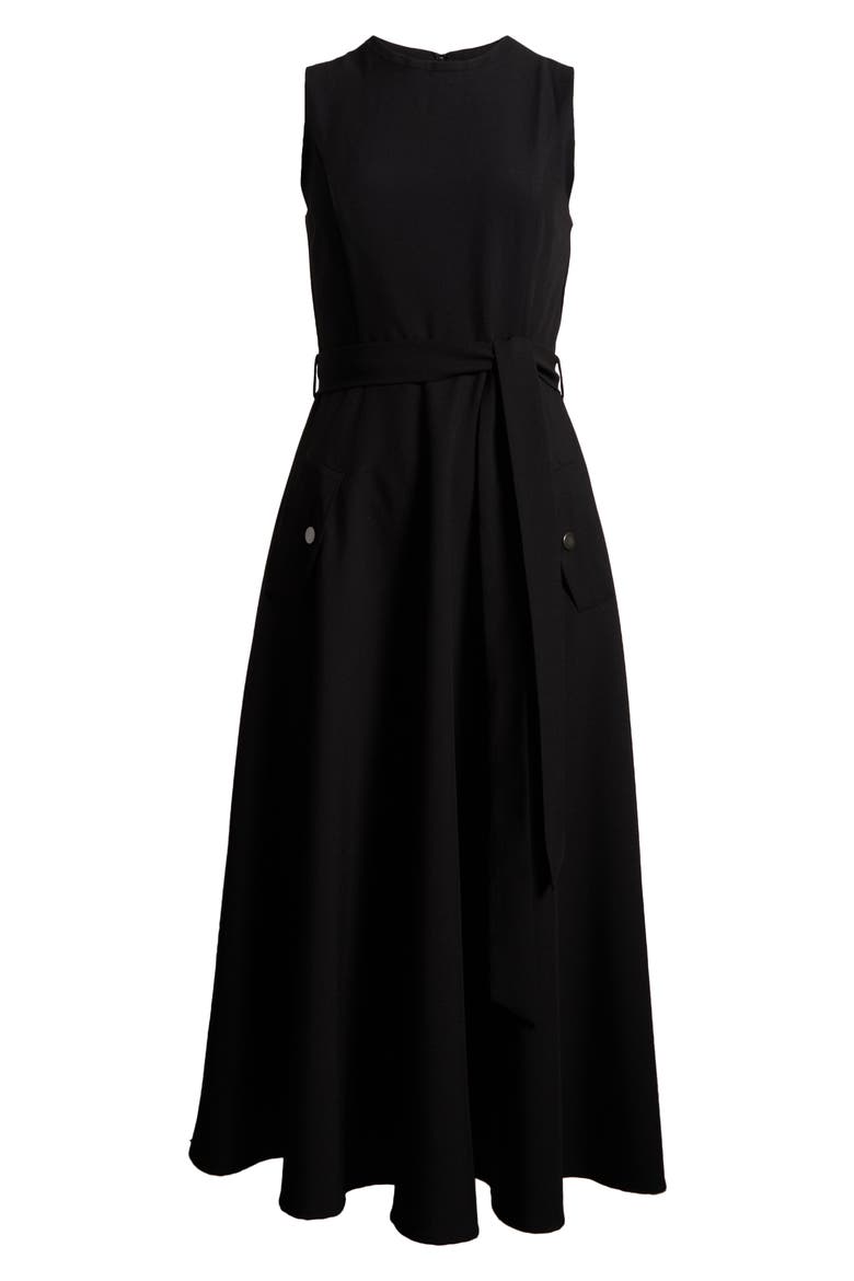 Tie Belt Fit & Flare Dress, Alternate, color, BLACK