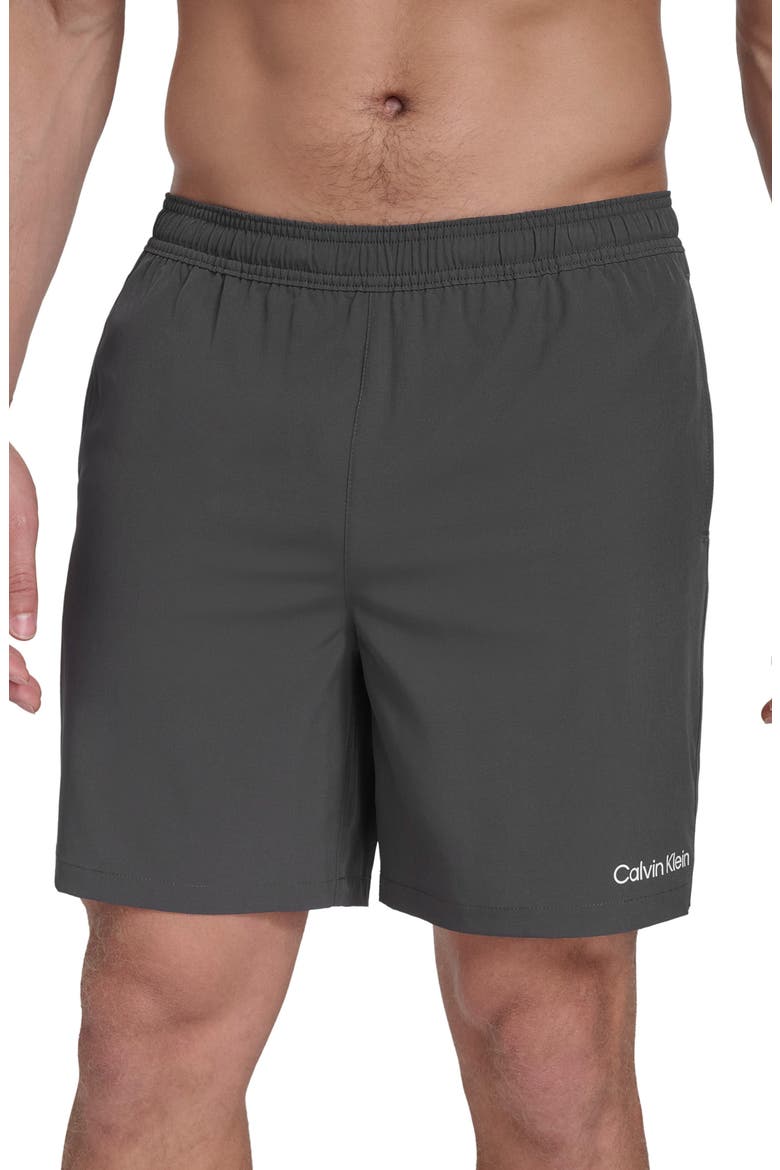 Solid Stretchy Jersey Swim Shorts, Alternate, color, IRON