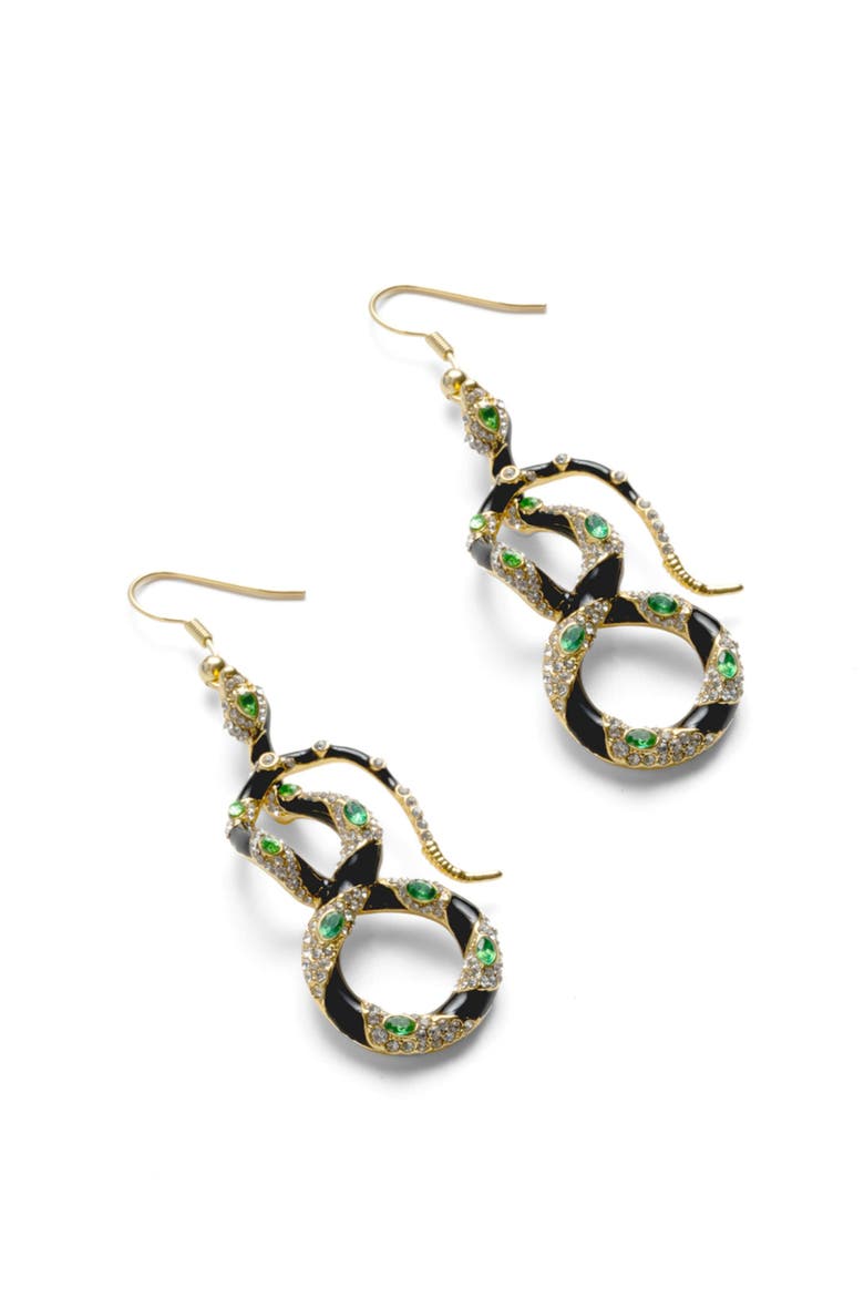 Bejewelled Snake Drop Earrings, Alternate, color, Snake