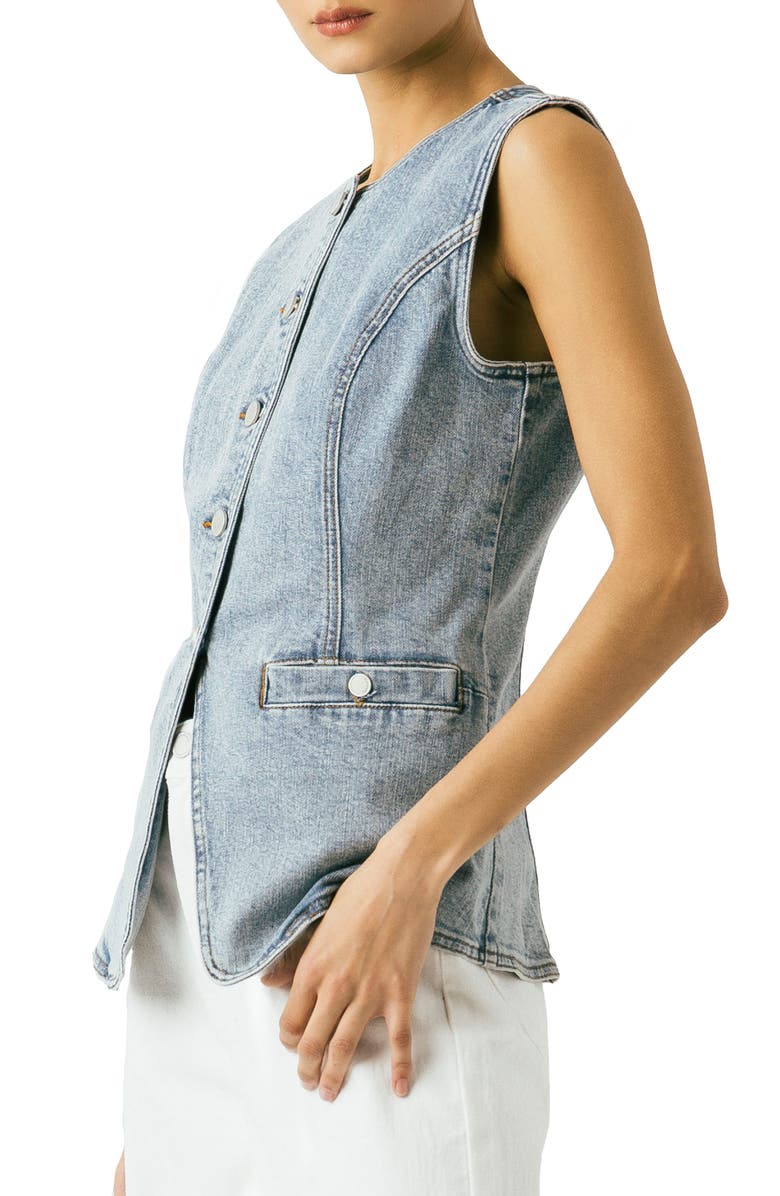 BLANKNYC Classic Denim Vest, Alternate, color, Summer Vibes
