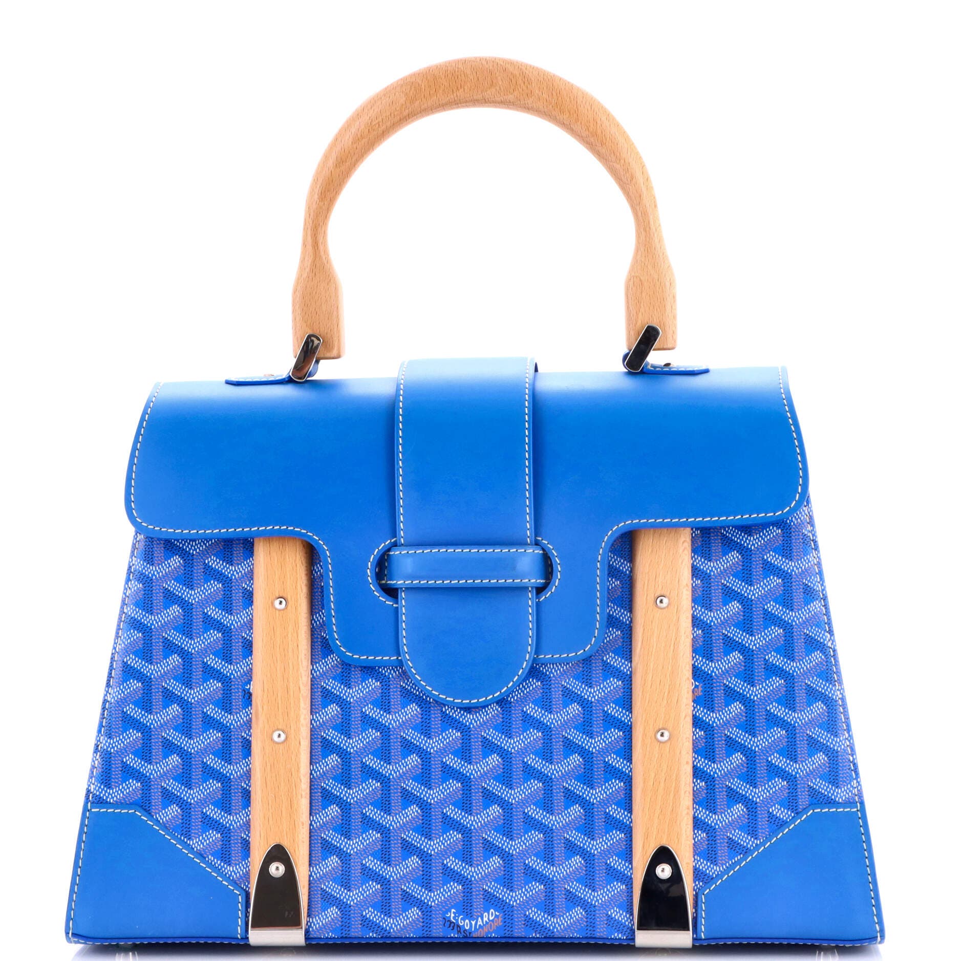 Saigon Top Handle Bag Coated Canvas with Leather MM, Main, color, Blue