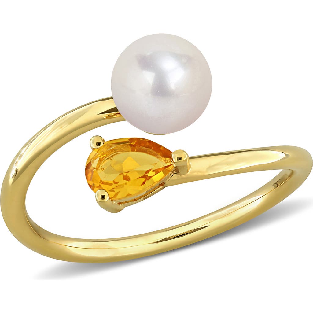 Delmar Cultured Pearl & Semiprecious Stone Crossover Ring In Brown