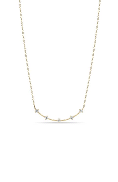 14K Yellow Gold Diamond Dash Necklace