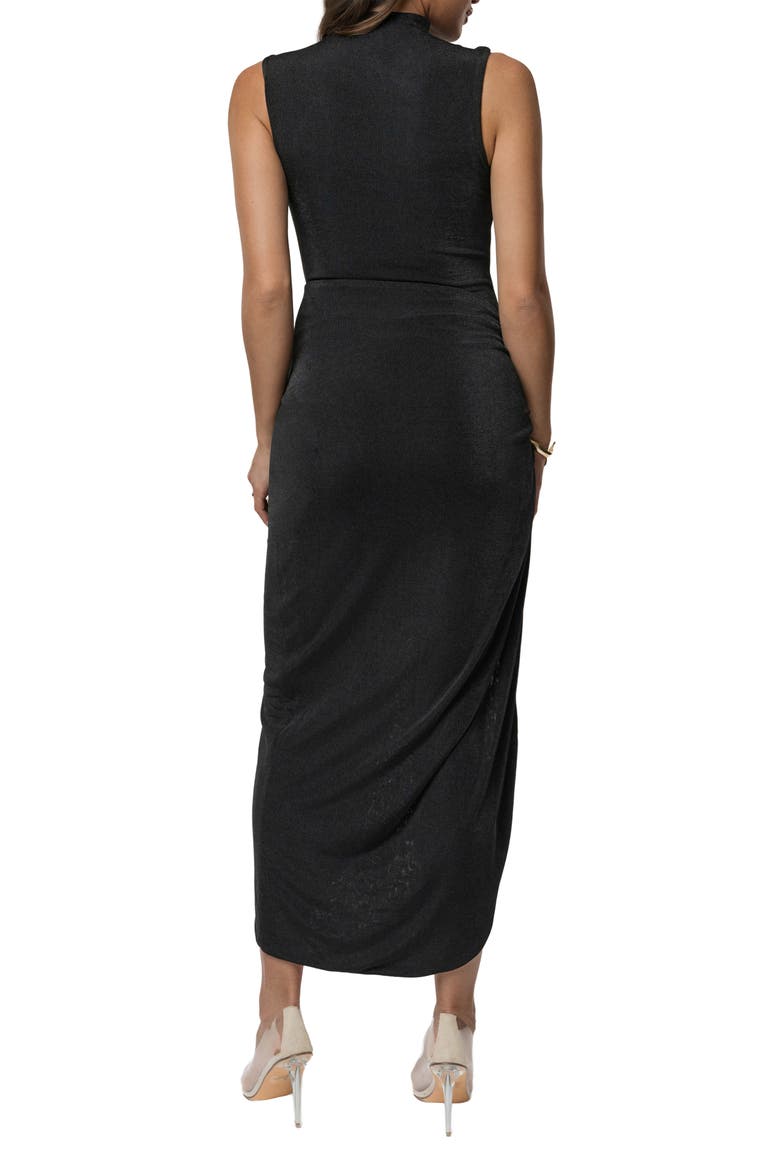 Aubree Tie Front Body-Con Midi Dress, Alternate, color, BLACK