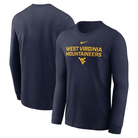 Men's Nike Navy West Virginia Mountaineers 2025 Sideline Performance Long Sleeve T-Shirt