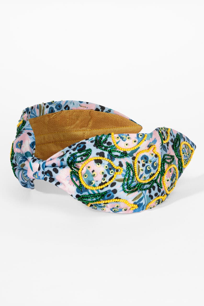 Limoncello Embellished Knotted Headband - Blue, Alternate, color, Blue