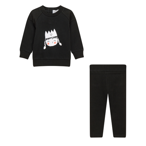 Girl Crown Print 2 Piece Long Sleeve Top and Ribbed Leggings Set (Baby)
