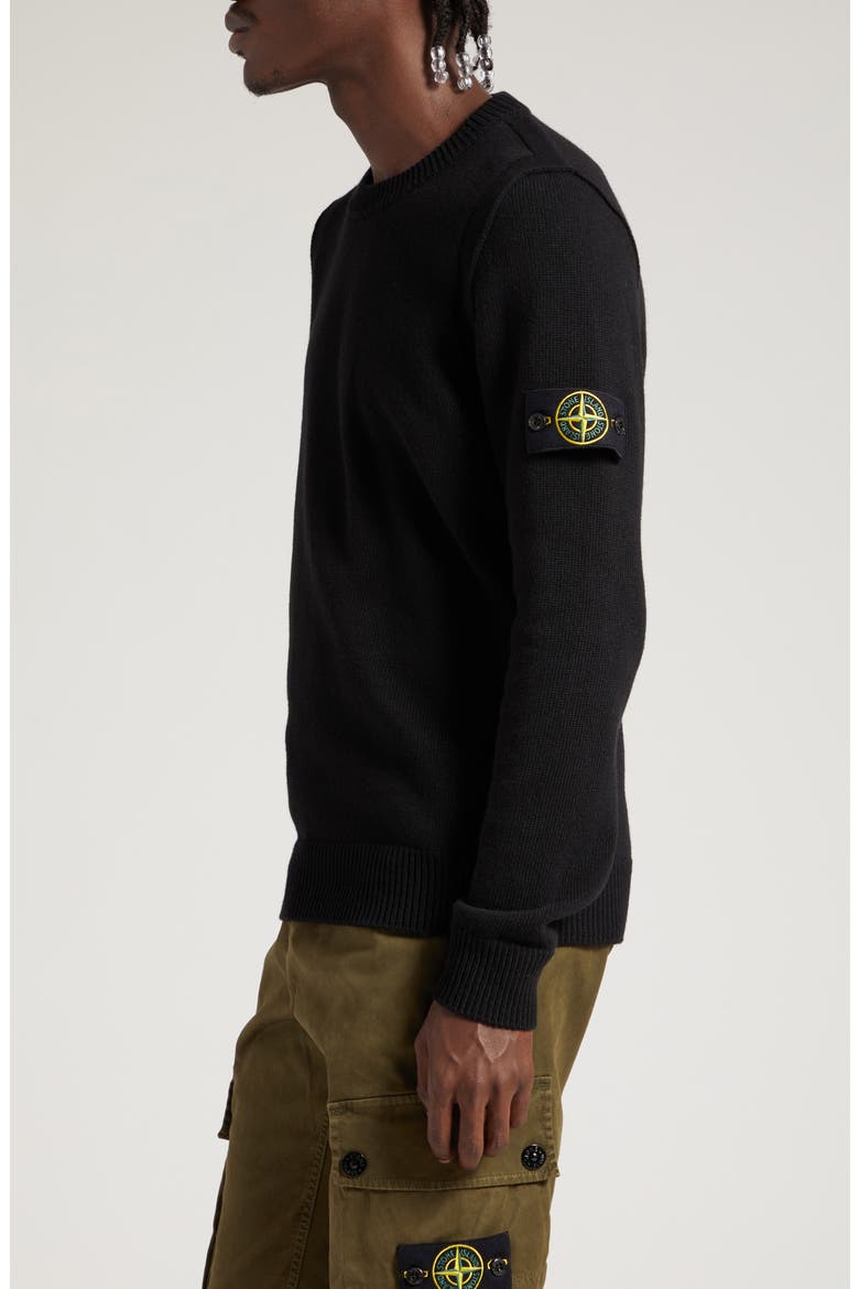 Crewneck Wool Blend Sweater, Alternate, color, BLACK