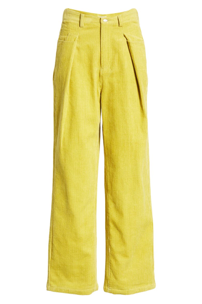 High Waist Cotton Corduroy Trousers, Alternate, color, YELLOW