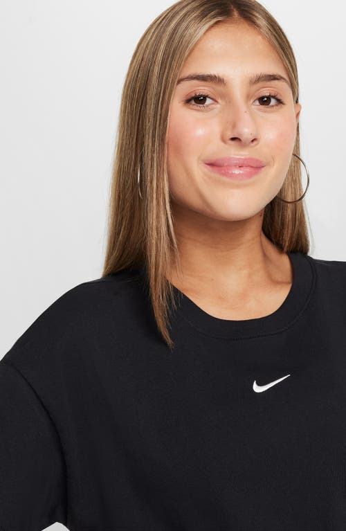 Nike Sportswear Kids' Essential Boxy Embroidered Swoosh T-shirt In Black
