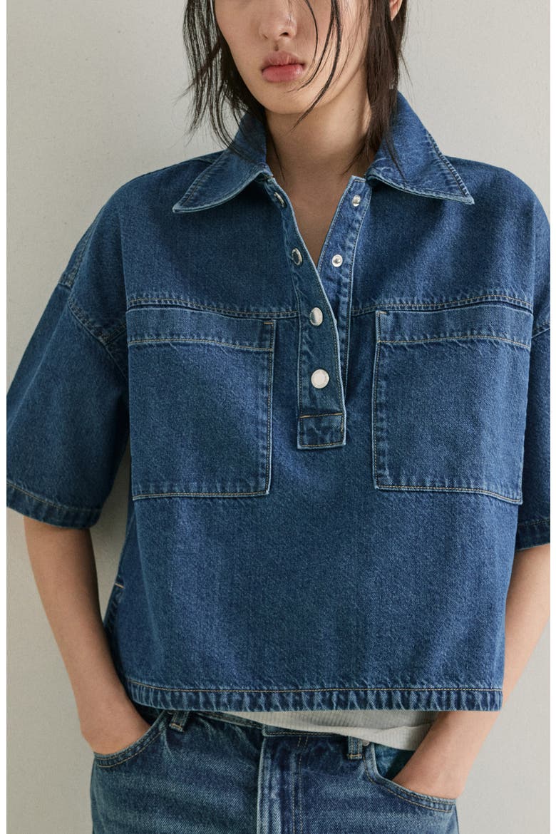 Short Sleeve Denim Shirt, Main, color, MEDIUM BLUE
