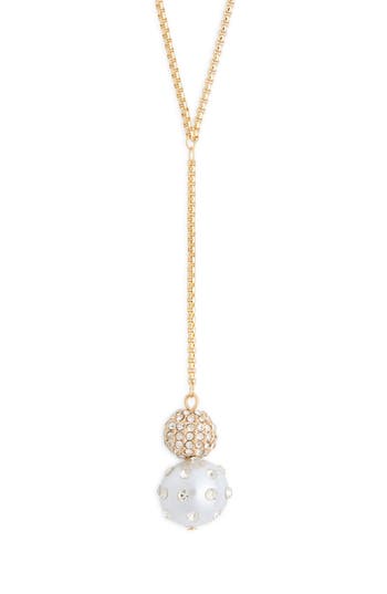 Nordstrom Rack Crystal & Faux Pearl Y-necklace In Gold