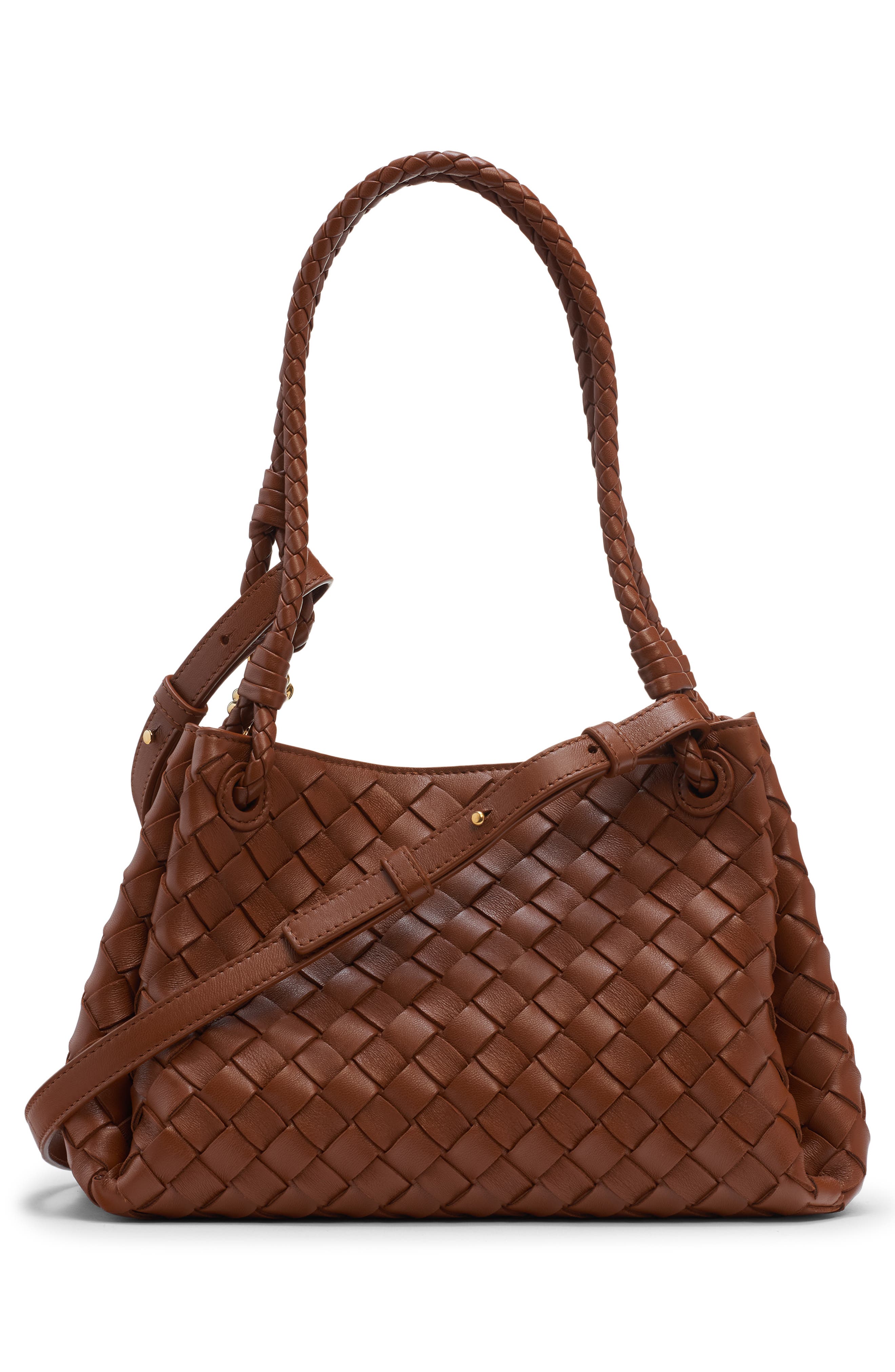Bottega Veneta Small Parachute Intrecciato Leather Shoulder Bag, Alternate, color, 2387 Tannin-Muse Brass