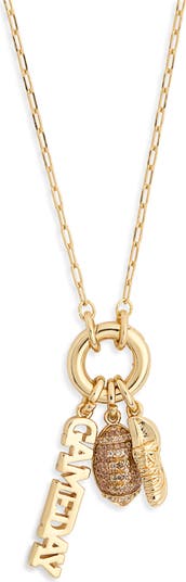 Cubic Zirconia Gameday Football Charm Necklace