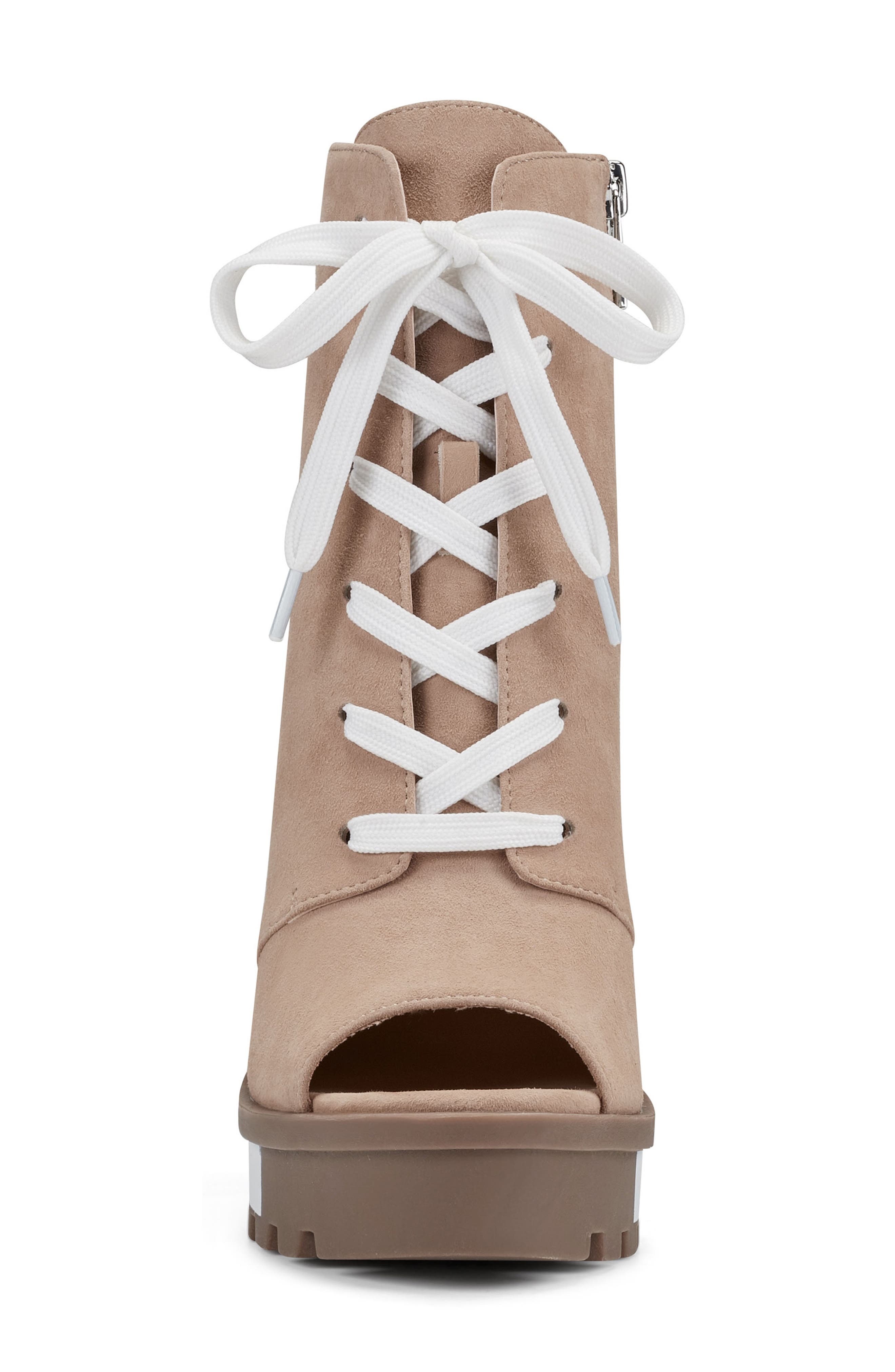 Lizzah Open Toe Platform Bootie, Alternate, color, ALMOND