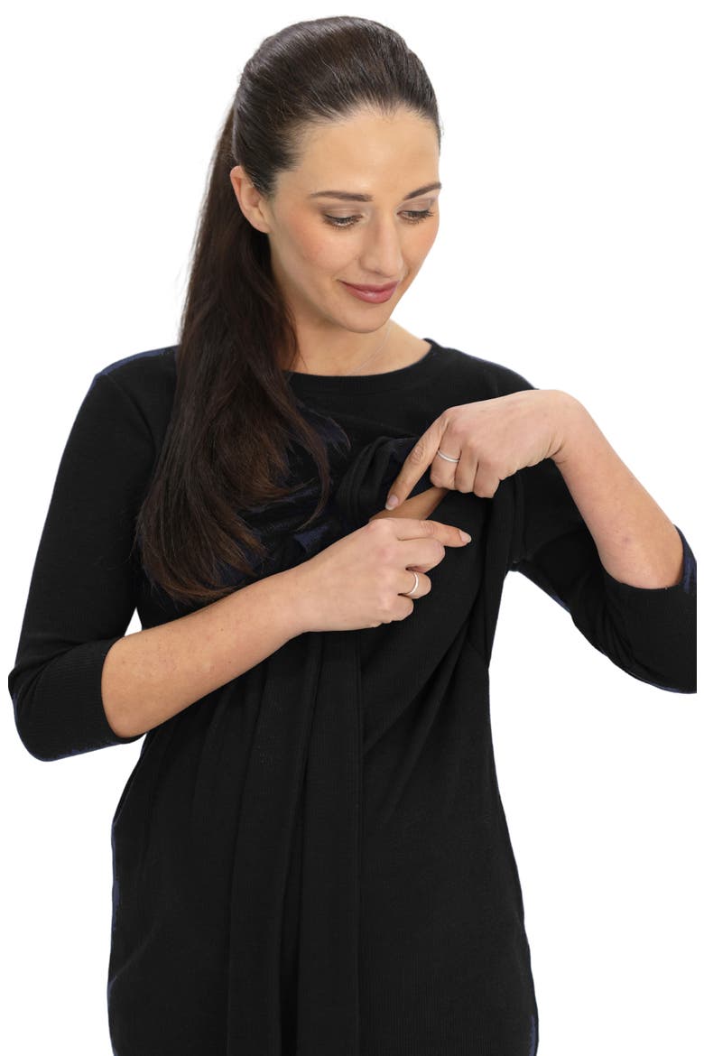 Tie Waist Maternity Dress, Alternate, color, BLACK