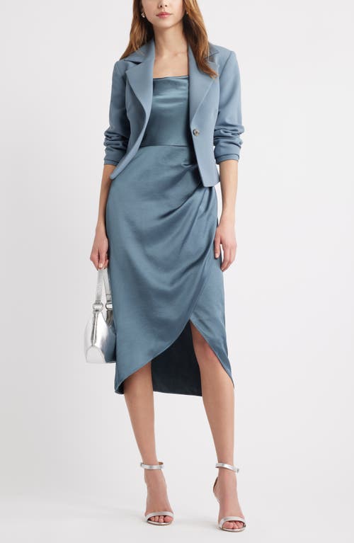 Open Edit Cowl Neck Satin Midi Dress In Blue Weather