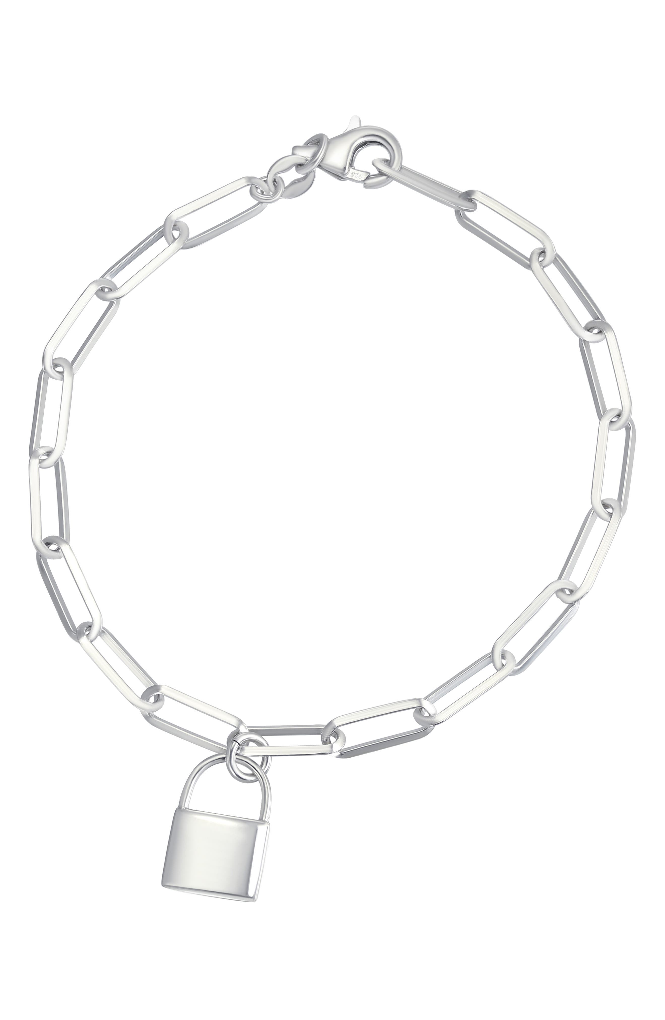 CANDELA JEWELRY Lock Cham Paperclip Chain Bracelet