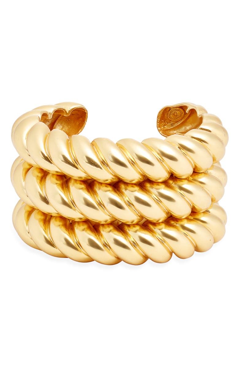Karine Sultan Twisted Rope Statement Cuff Bracelet, Main, color, Gold
