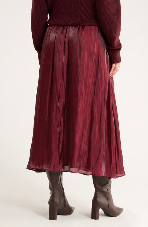 Nordstrom Rack Shiny Gathered Midi Skirt In Burgundy