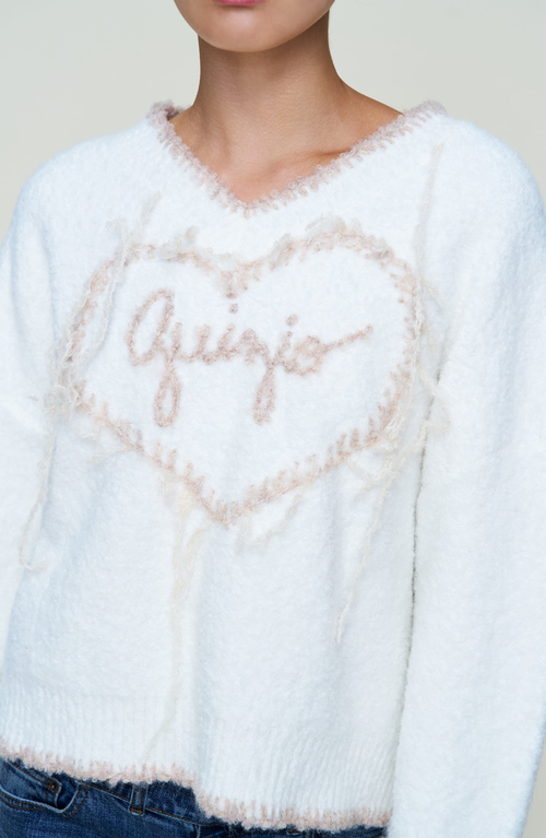 Guizio Heart Wool Sweater In White