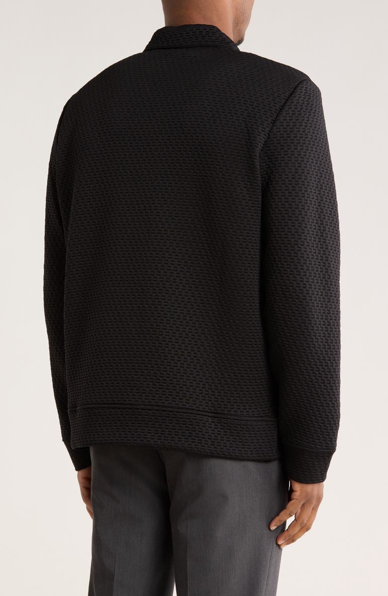 Perry Ellis Geometric Texture Full Zip Jacket, Alternate, color, Black