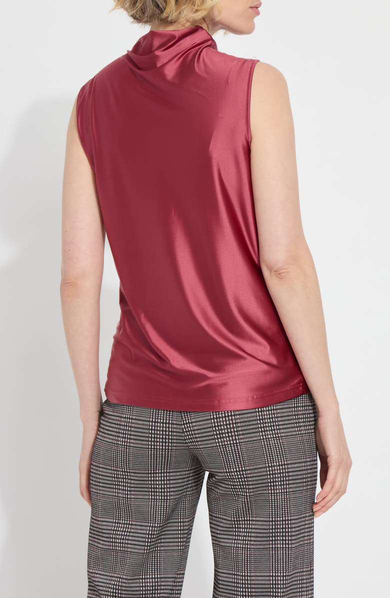 Lysse Irina Satin Mock Neck Top, Alternate, color, Peony