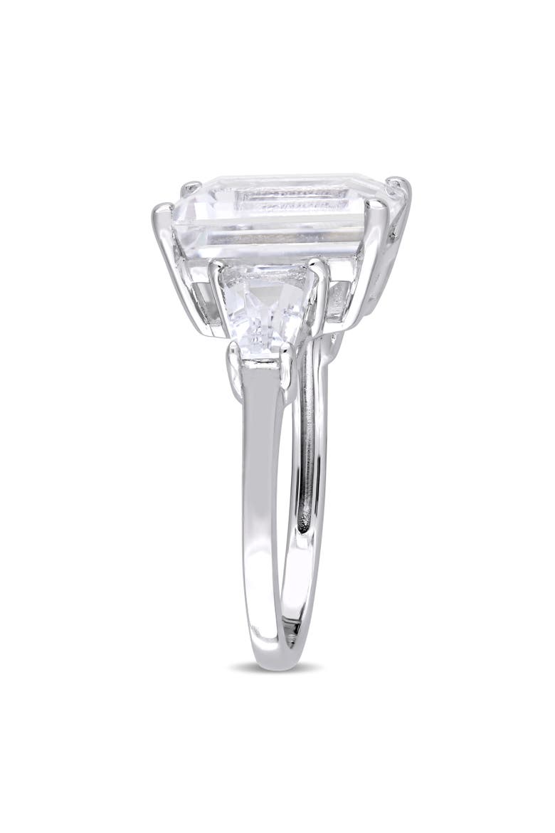 White Topaz Emerald-Cut 3-Stone Ring, Alternate, color, Sterling Silver
