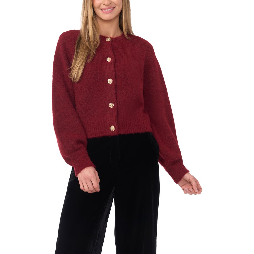 Ted Baker Fina Fuzzy Crewneck Cardigan In Red