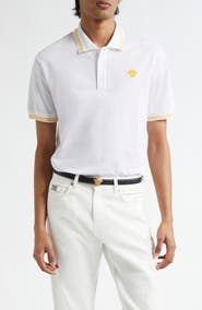Versace Tipped Embroidered Medusa Cotton Piqué Polo