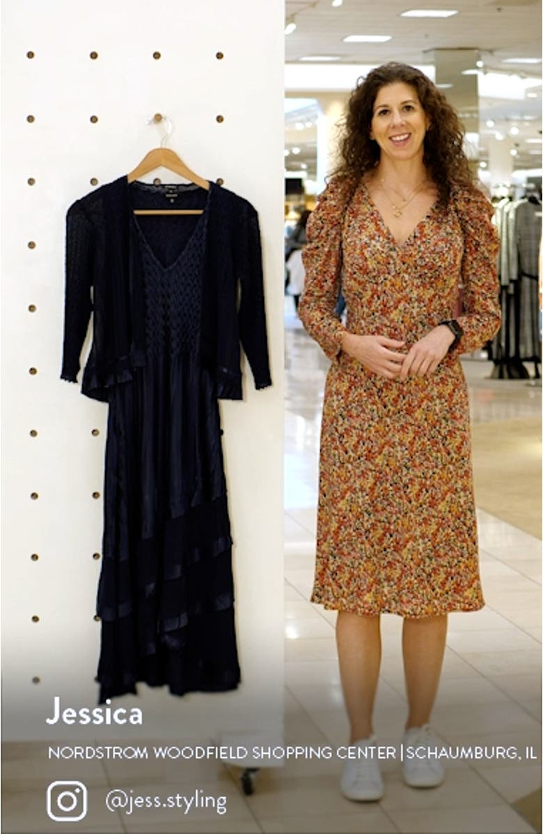 Tiered Chiffon & Charmeuse Midi Dress with Jacket, sales video thumbnail