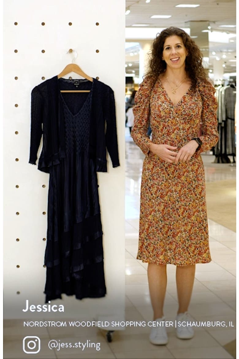 Tiered Chiffon & Charmeuse Midi Dress with Jacket video