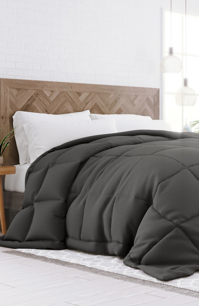 HOMESPUN All Season Premium Down Alternative Solid Comforter, Alternate, color, Gray