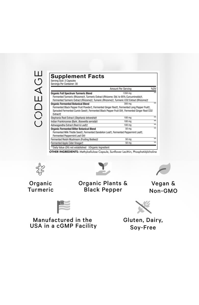 Codeage Liposomal Turmeric - 95% Curcumin Extract Supplement, Alternate, color, White