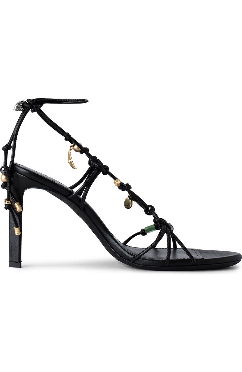 Zadig & Voltaire Alana Leather Ankle Strap Sandal, Main, color, Noir