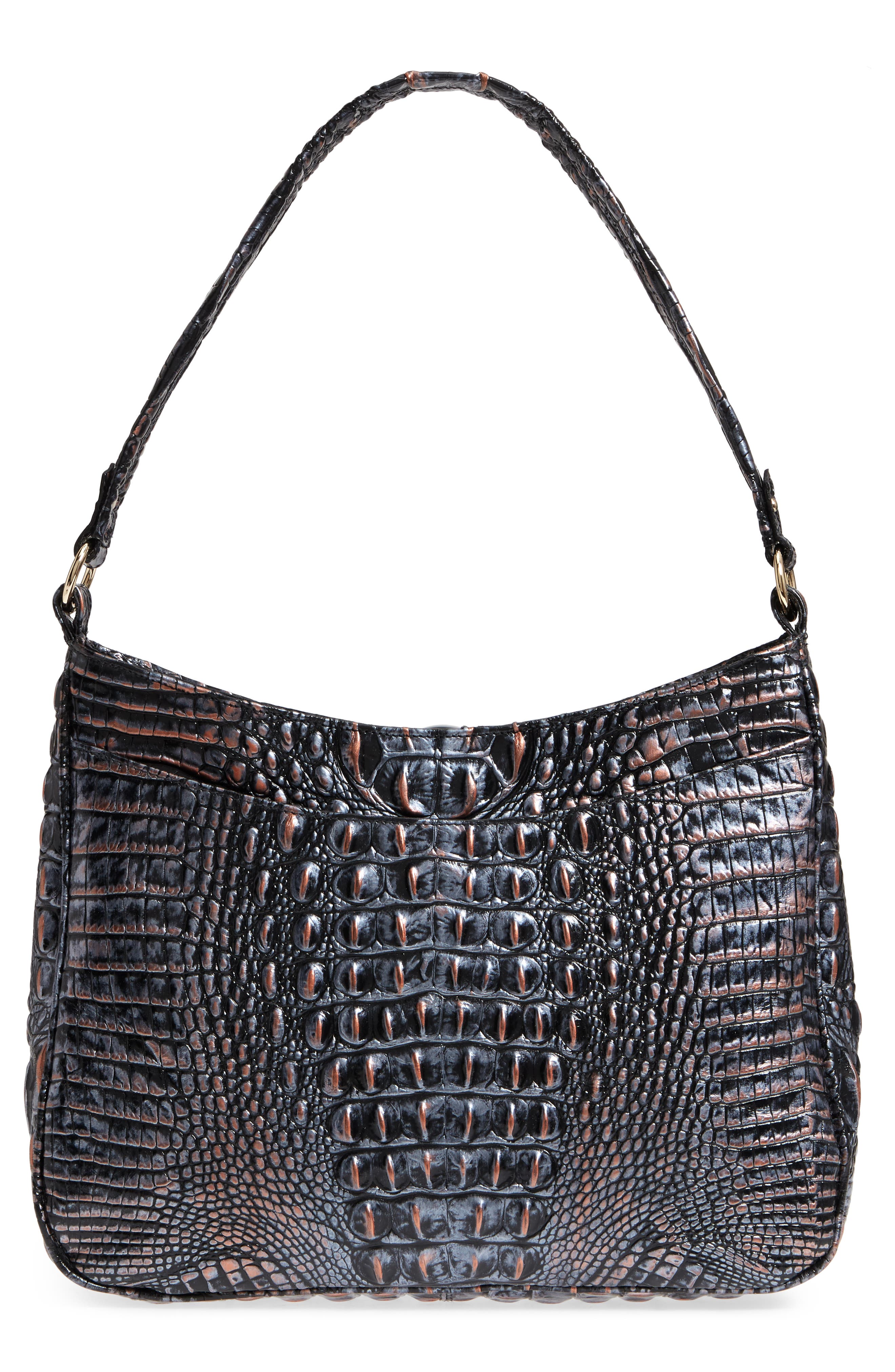 Brahmin Nadia Croc Embossed Leather Shoulder Bag, Alternate, color, 
