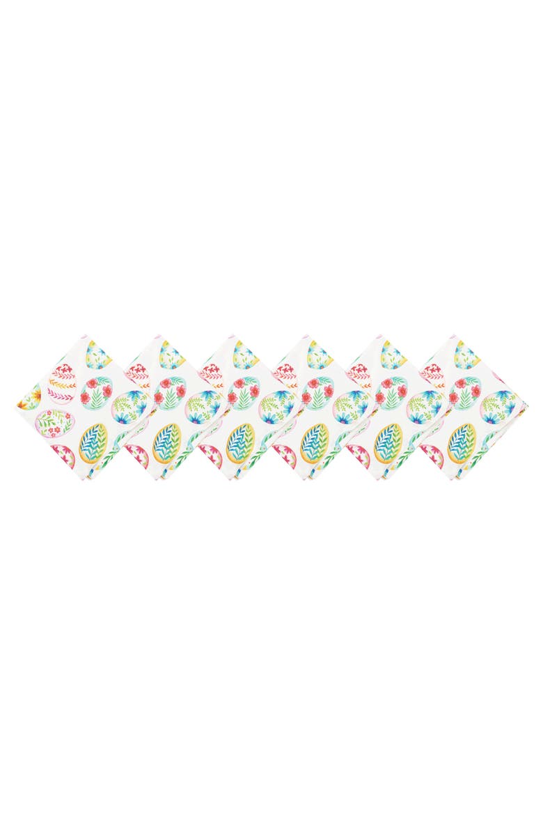 Easter Egg Charm 100% Cotton Set of 6 Cloth Napkins, Main, color, Green