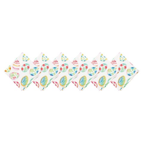 Colorful Easter Egg Charm & Plaid Cloth Napkins Set of 6
