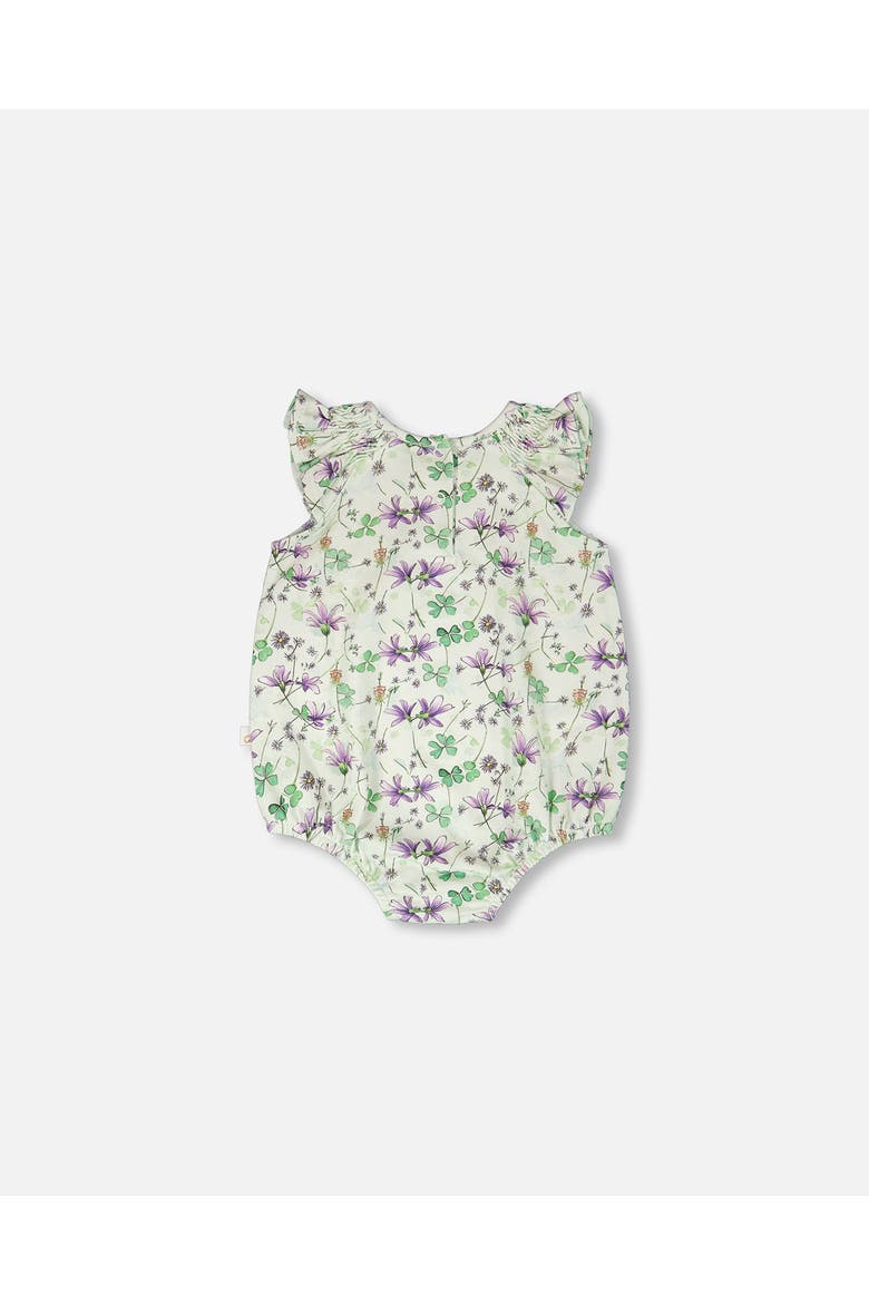Jersey Printed Flowers Romper, Alternate, color, Green Floral Print