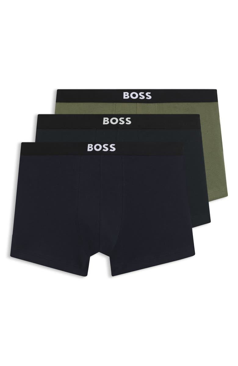 BOSS Assorted 3-Pack ONE Stretch Cotton Trunks, Main, color, Open Blue
