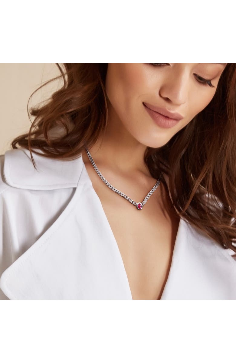 Julianna B. Lab-Created Ruby Curb Link Chain Necklace, Alternate, color,