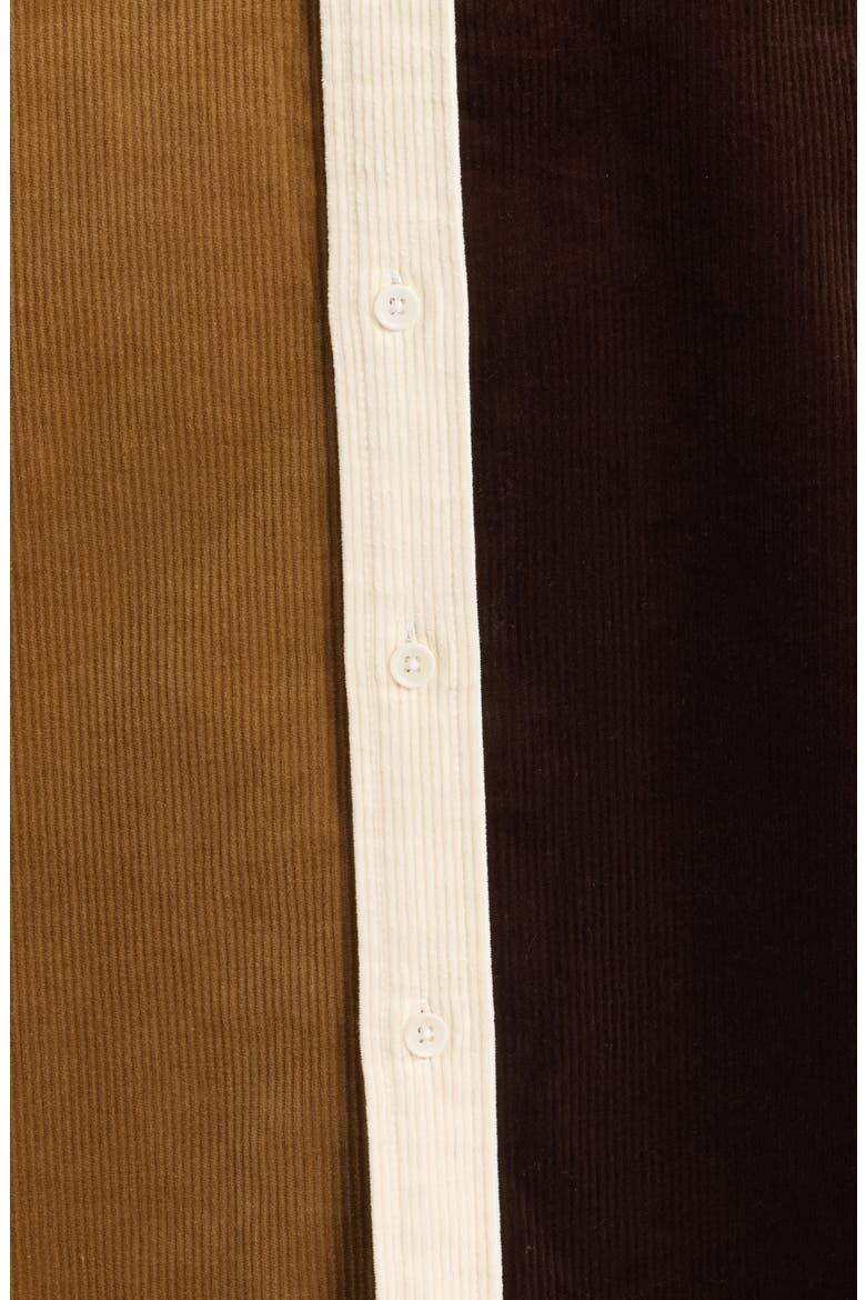 Relaxed Franklin Colorblock Stretch Corduroy Button-Down Shirt, Alternate, color, BROWN