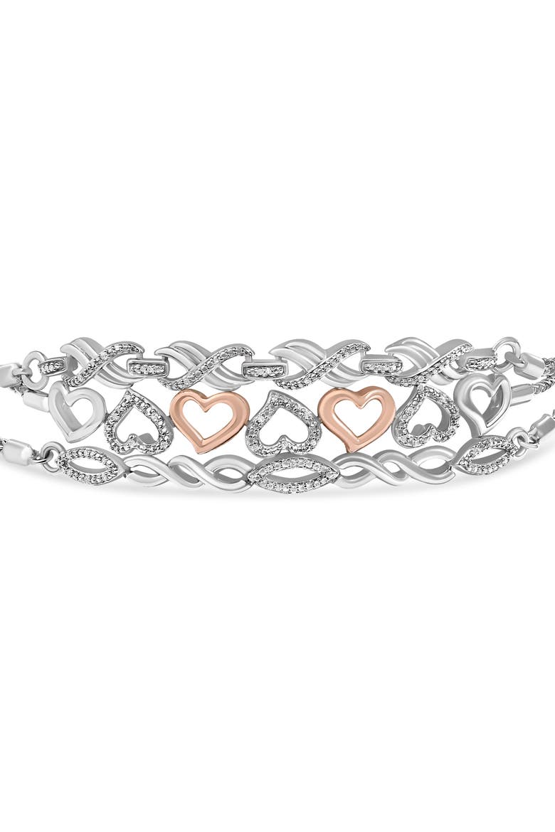 Sterling Silver Diamond Accent 3 Piece Adjustable Bolo Bracelet Set, Main, color, Silver