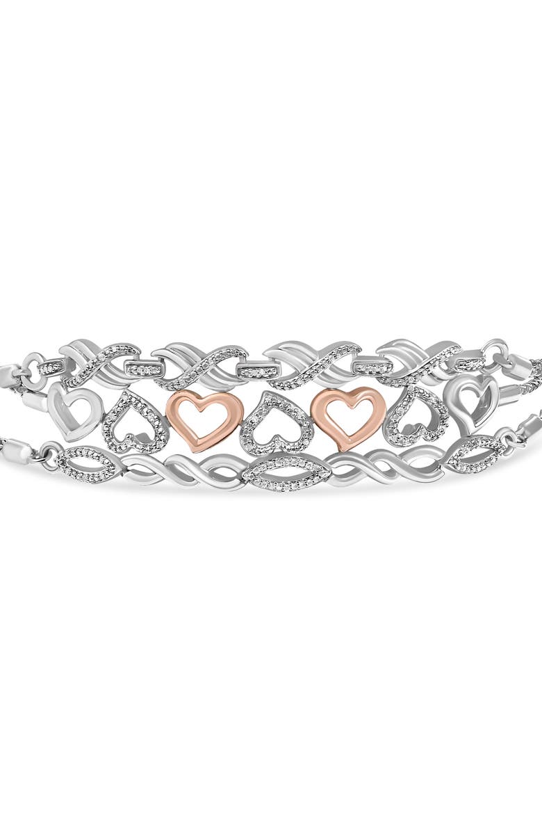 Haus of Brilliance Sterling Silver Diamond Accent 3 Piece Adjustable Bolo Bracelet Set, Main, color, Silver