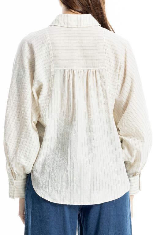 Max Studio Pinstripe Button-up Shirt In White
