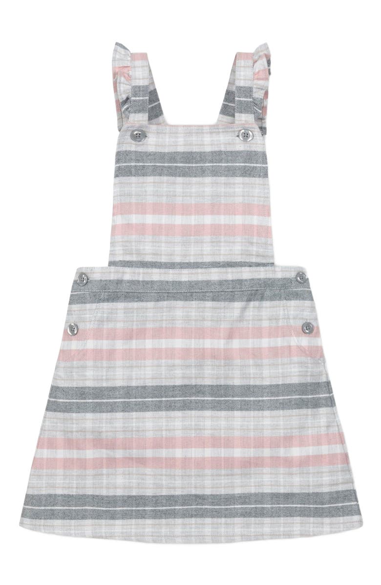 Hope & Henry Baby Girls' Organic Ruffle Strap Skirtall, Infant, Main, color, Gray And Rose Plaid